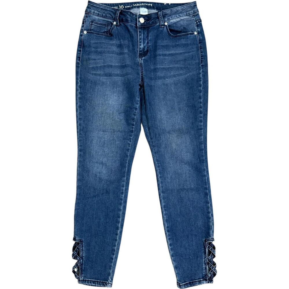 Westpoint Ankle Signature Fit Women's 10 Blue Jeans with Lattice Detail
